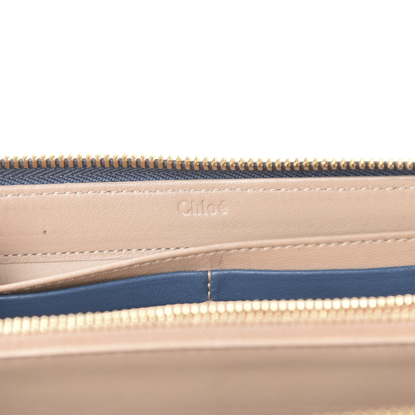 Grained Calfskin Alphabet Long Zip Around Wallet Vinyl Blue