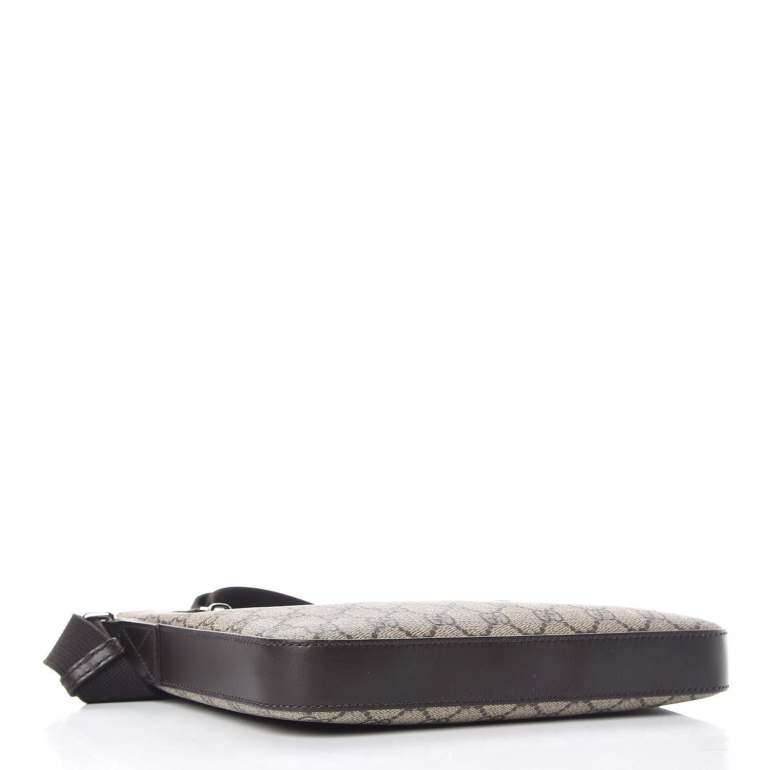 Gucci GG Supreme Monogram Selleria Calfskin Small Flat Messenger Bag Beige Ebony Cocoa Marrone Scuro 4 of 9