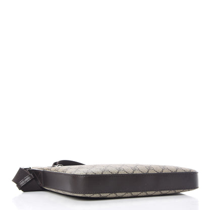 Gucci GG Supreme Monogram Selleria Calfskin Small Flat Messenger Bag Beige Ebony Cocoa Marrone Scuro 4 of 9