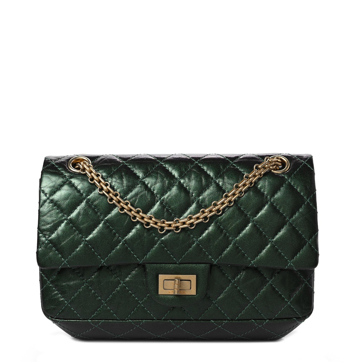 Chanel Metallic Aged Calfskin Quilted 2.55 Reissue 225 Green 1 of 7