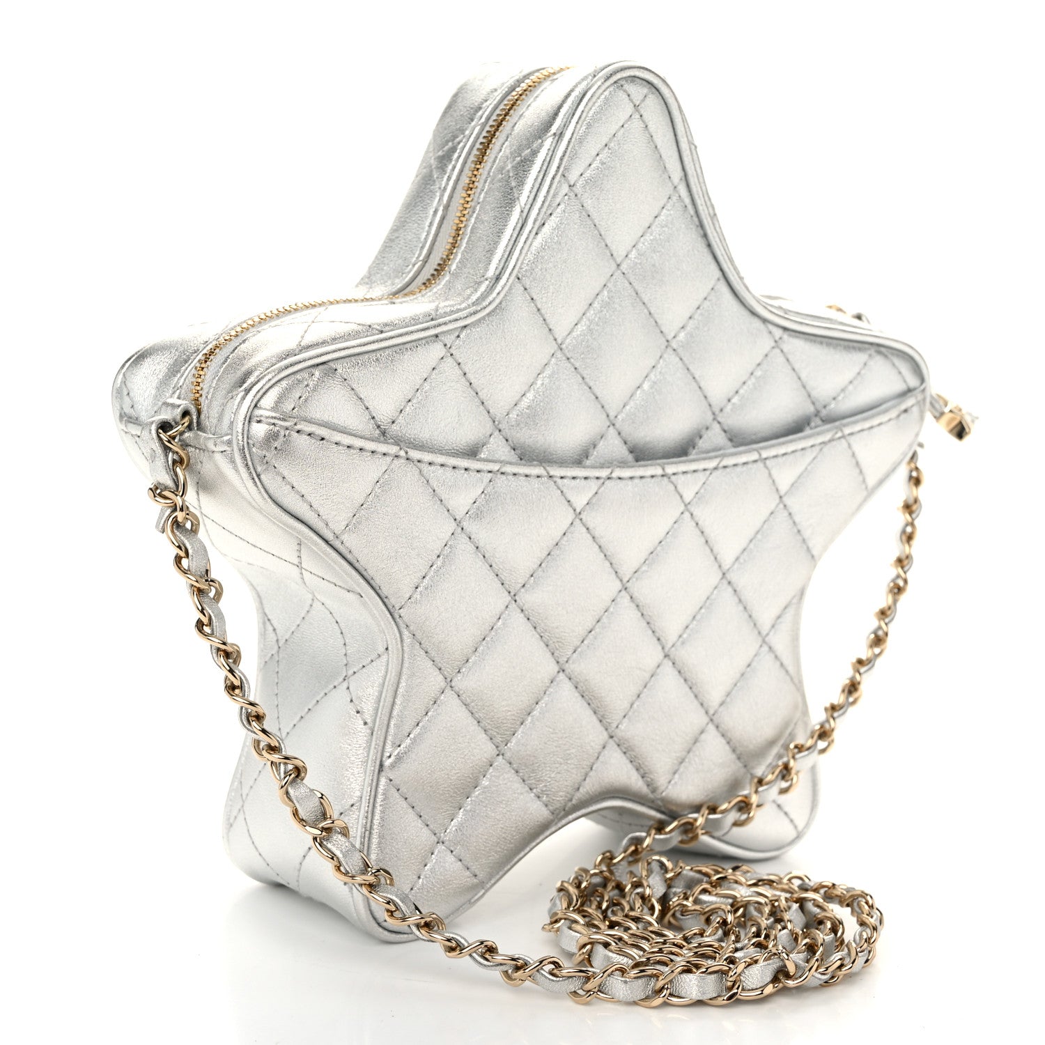 Chanel Metallic Lambskin Walk Of Fame Bag Silver 3 of 10