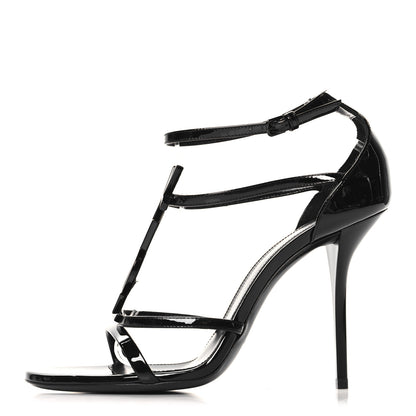 Saint Laurent Patent Cassandra 100 Sandals 38 Black 1 of 9