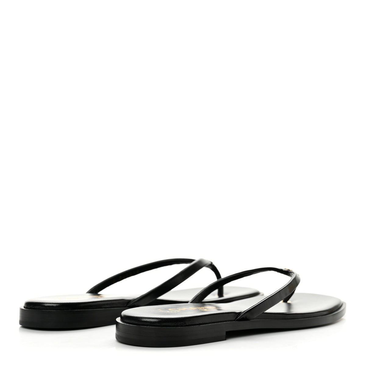 Chanel Goatskin CC Times Square Thong Sandals 39 Black 5 of 10