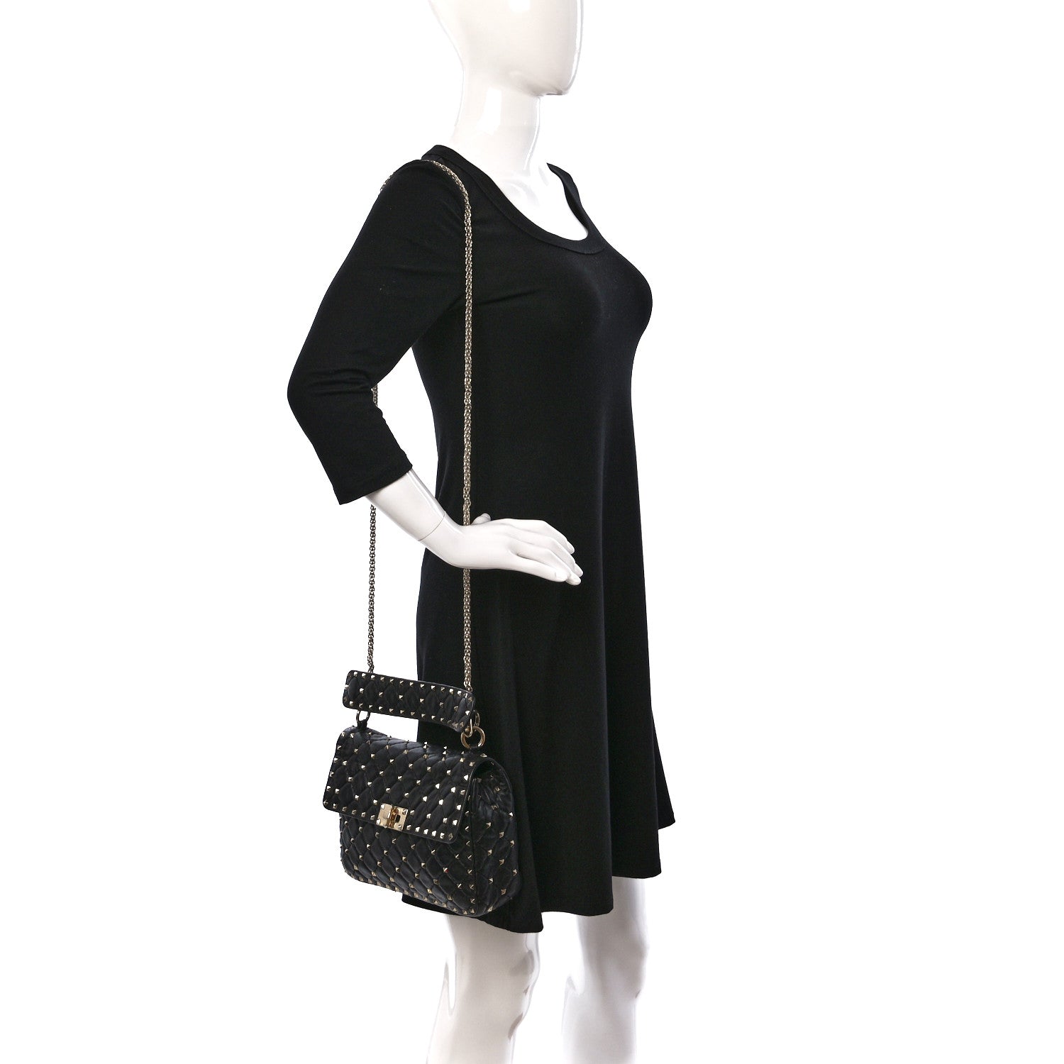 Valentino Garavani Lambskin Medium Rockstud Spike Shoulder Bag Black 2 of 8