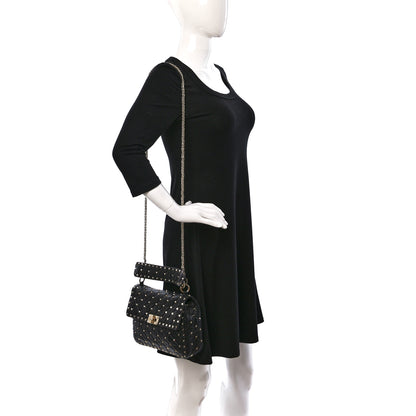 Valentino Garavani Lambskin Medium Rockstud Spike Shoulder Bag Black 2 of 8