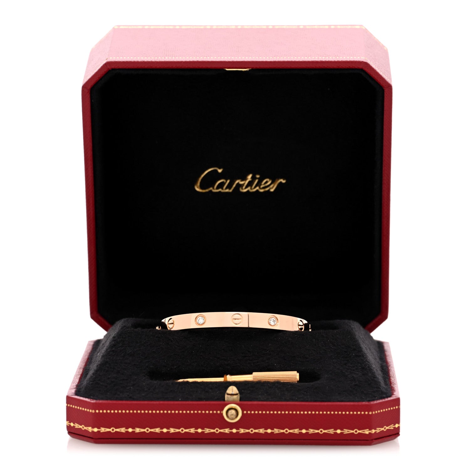 Cartier 18K Pink Gold 4 Diamond LOVE Bracelet 16 9 of 9