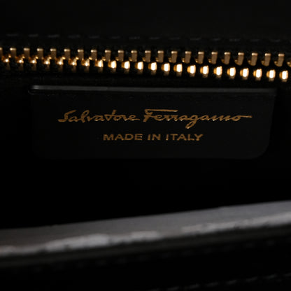 Salvatore Ferragamo Brushed Off Calfskin Iconic Top Handle Bag Black 6 of 10
