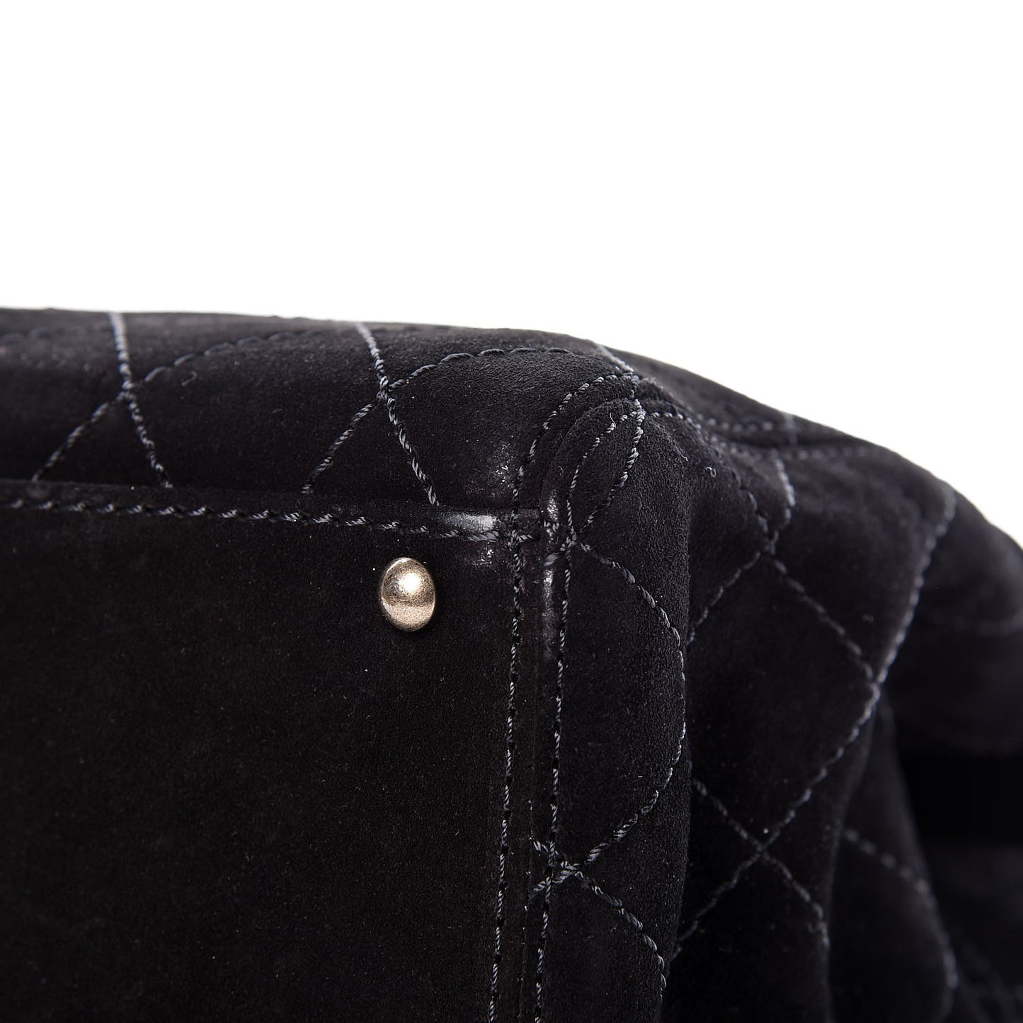 Suede Diamond Stitched Flap Bag Black