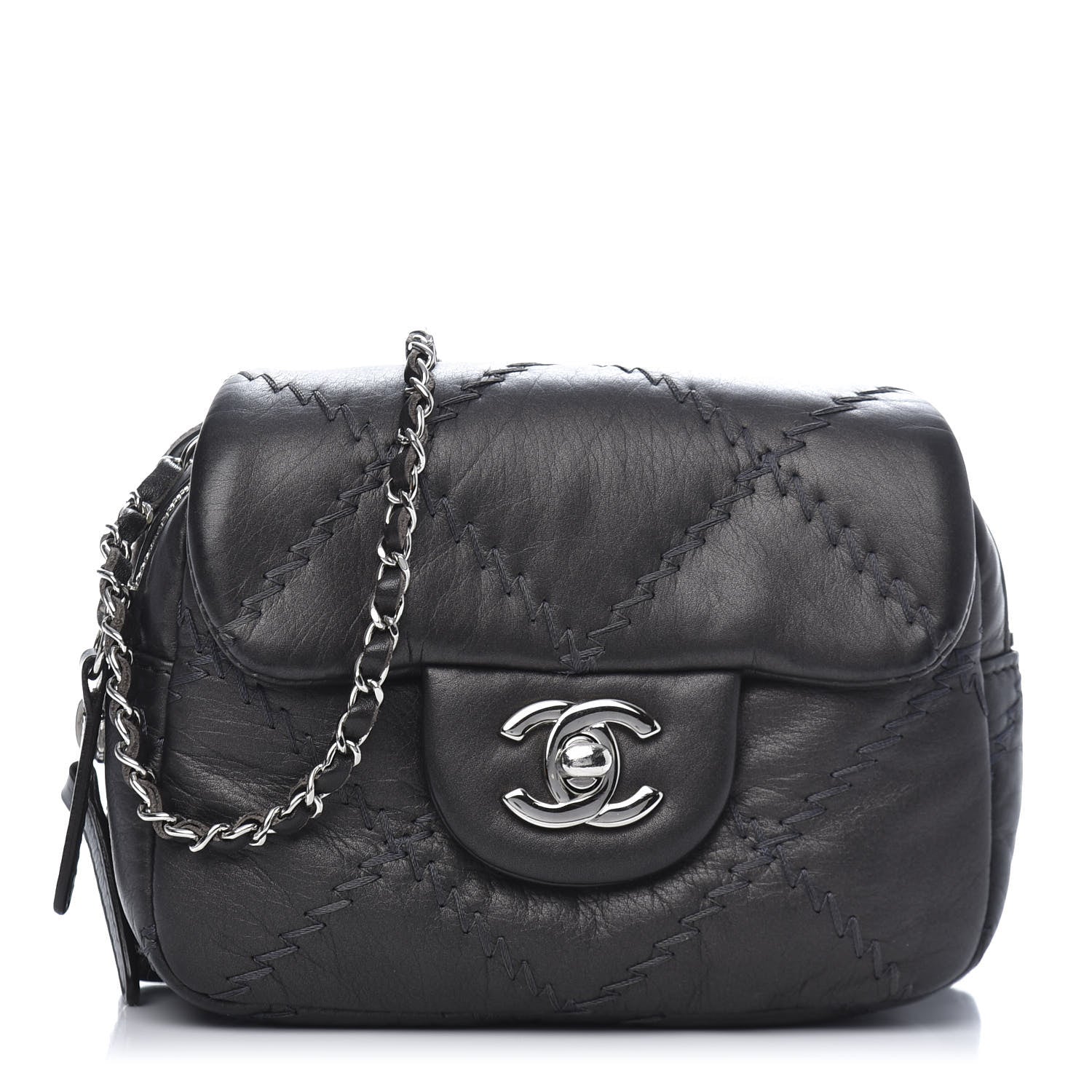 Chanel Metallic Lambskin Stitched New Mini Flap Grey 1 of 14