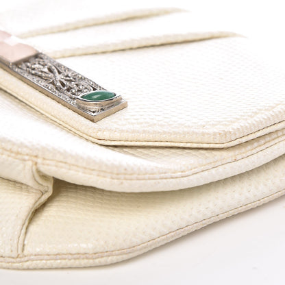 Judith Leiber Lizard Crystal Embellished Pleated Evening Bag White 13 of 14