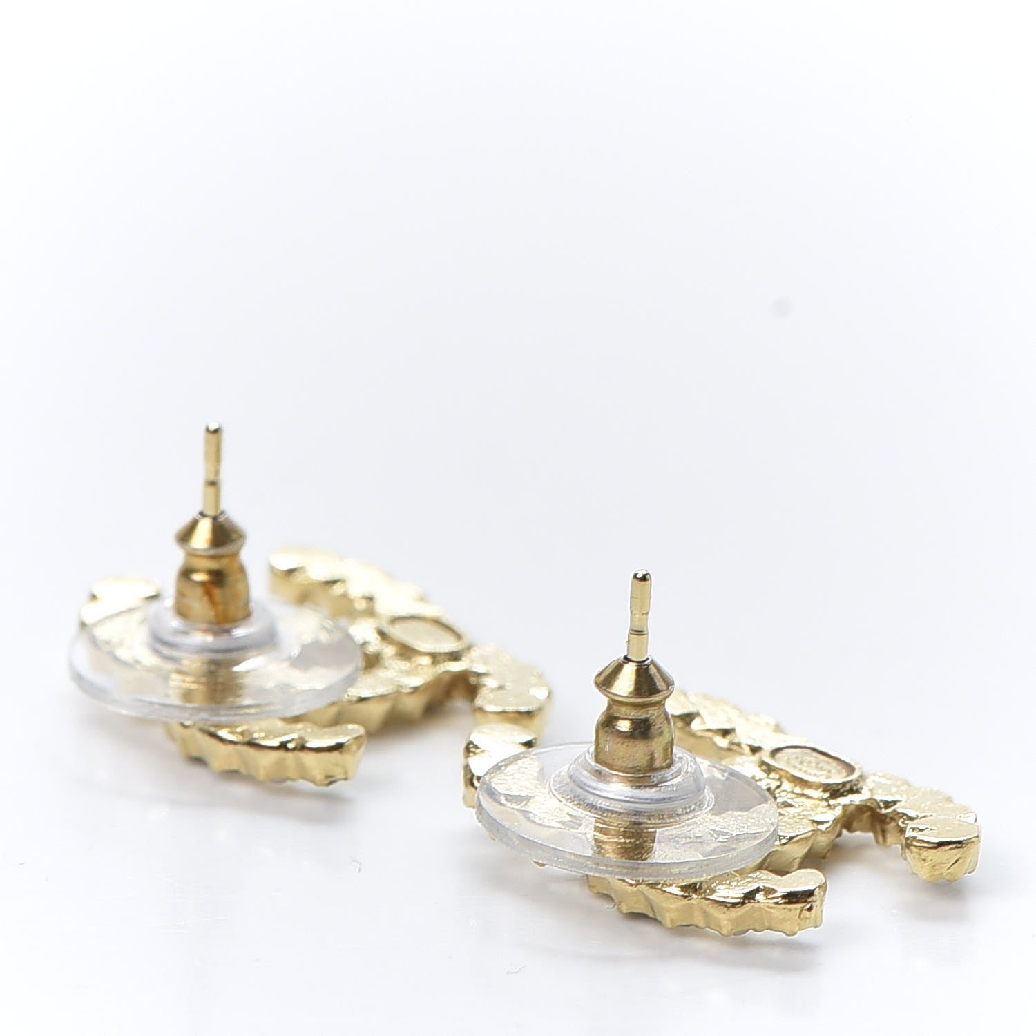 Chanel Resin Pearl Crystal CC Earrings Gold Black 3 of 5