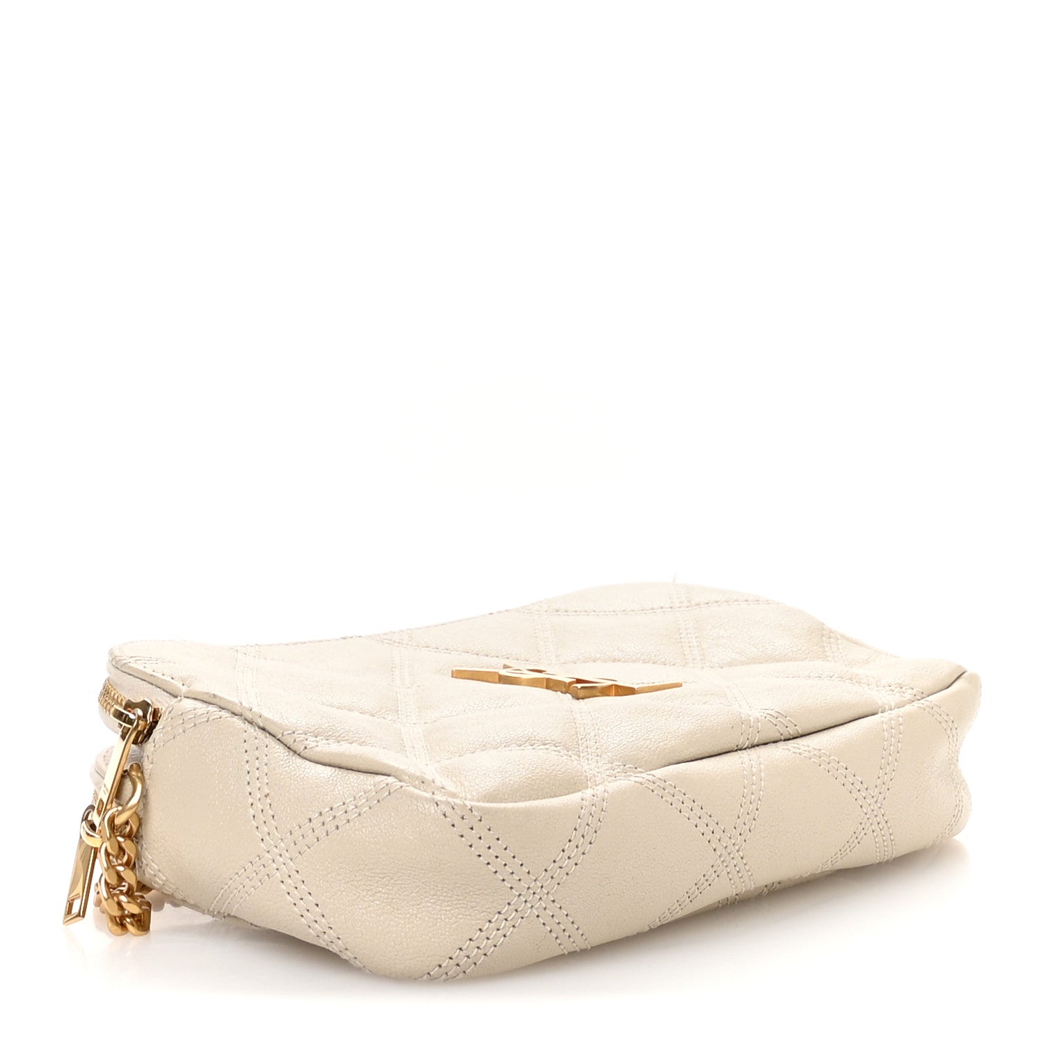 Saint Laurent Grained Lambskin Quilted Mini Becky Double Zip Bag Vintage White 4 of 11