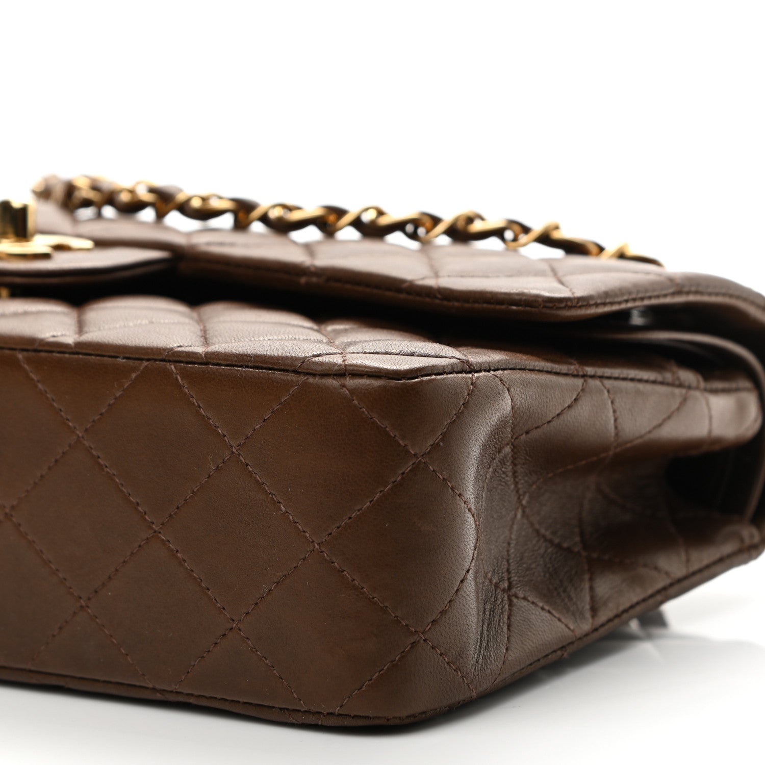 Chanel Lambskin Quilted Medium Double Flap Brown 10 of 12