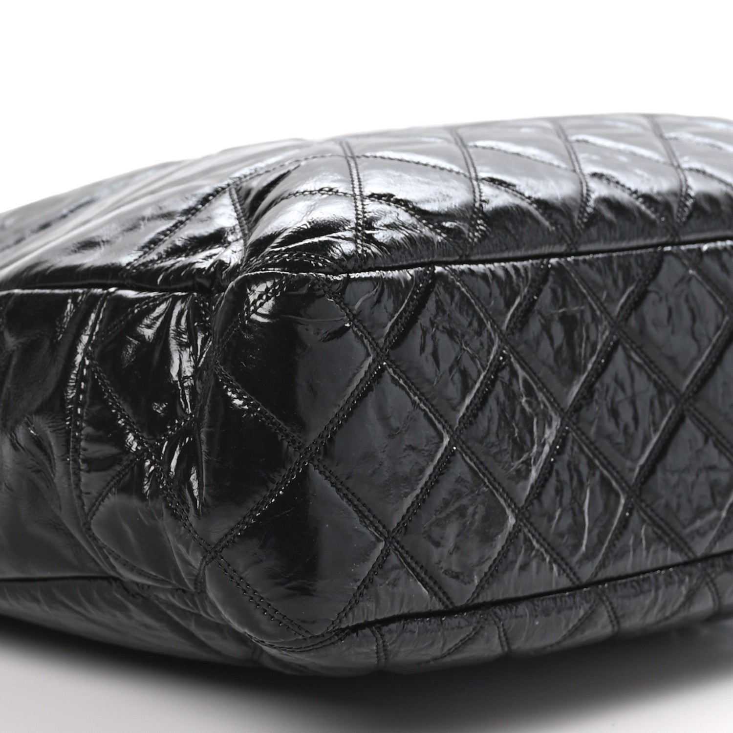 Chanel Shiny Aged Calfskin Quilted Small Shopping Bag Black 10 of 11