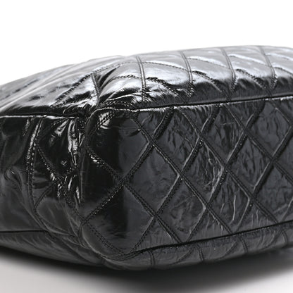Chanel Shiny Aged Calfskin Quilted Small Shopping Bag Black 10 of 11