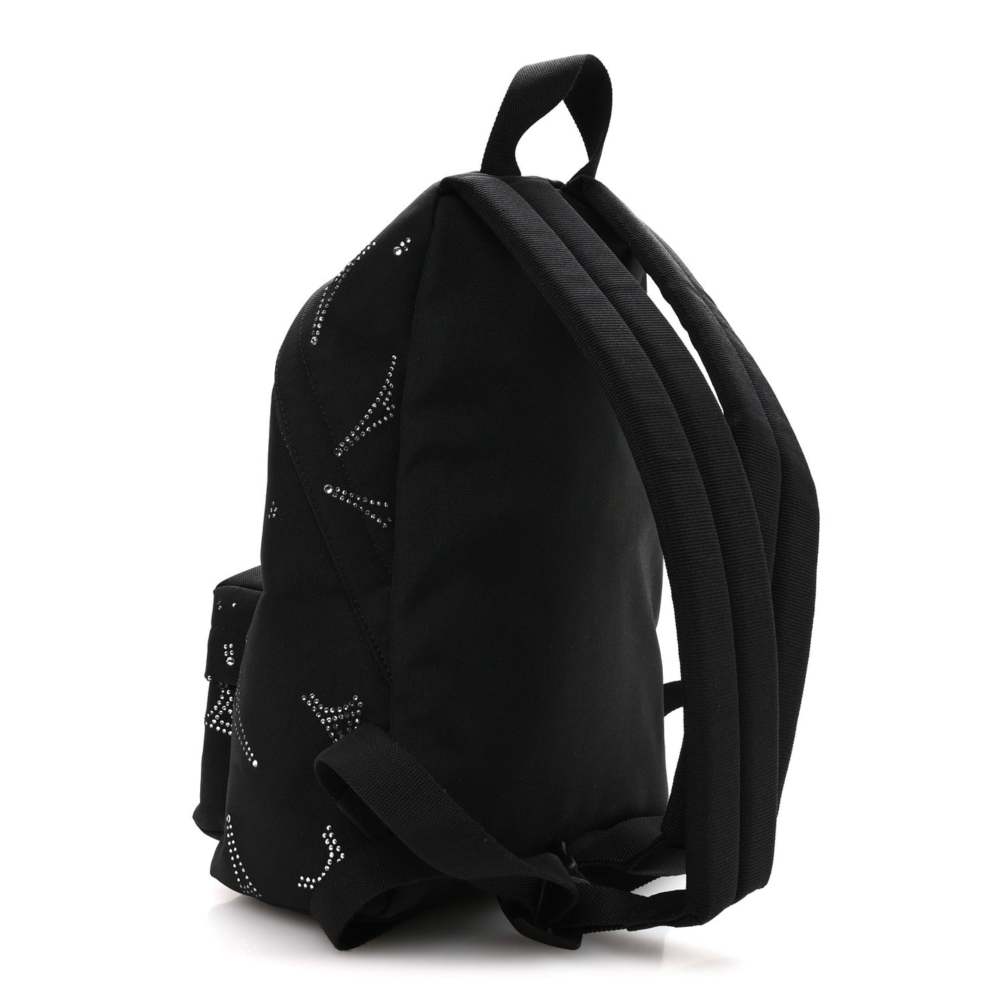 Canvas Crystal Embellished Eiffel Tower Explorer Backpack S Black