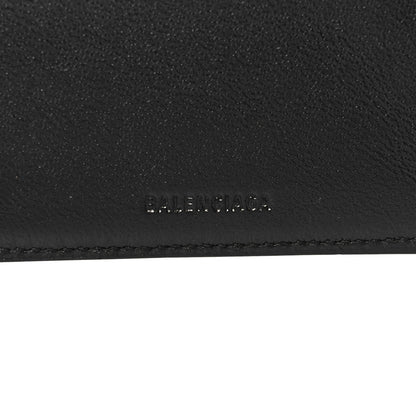 Balenciaga Calfskin Logo Cash Square Bi-Fold Wallet Black White 6 of 7