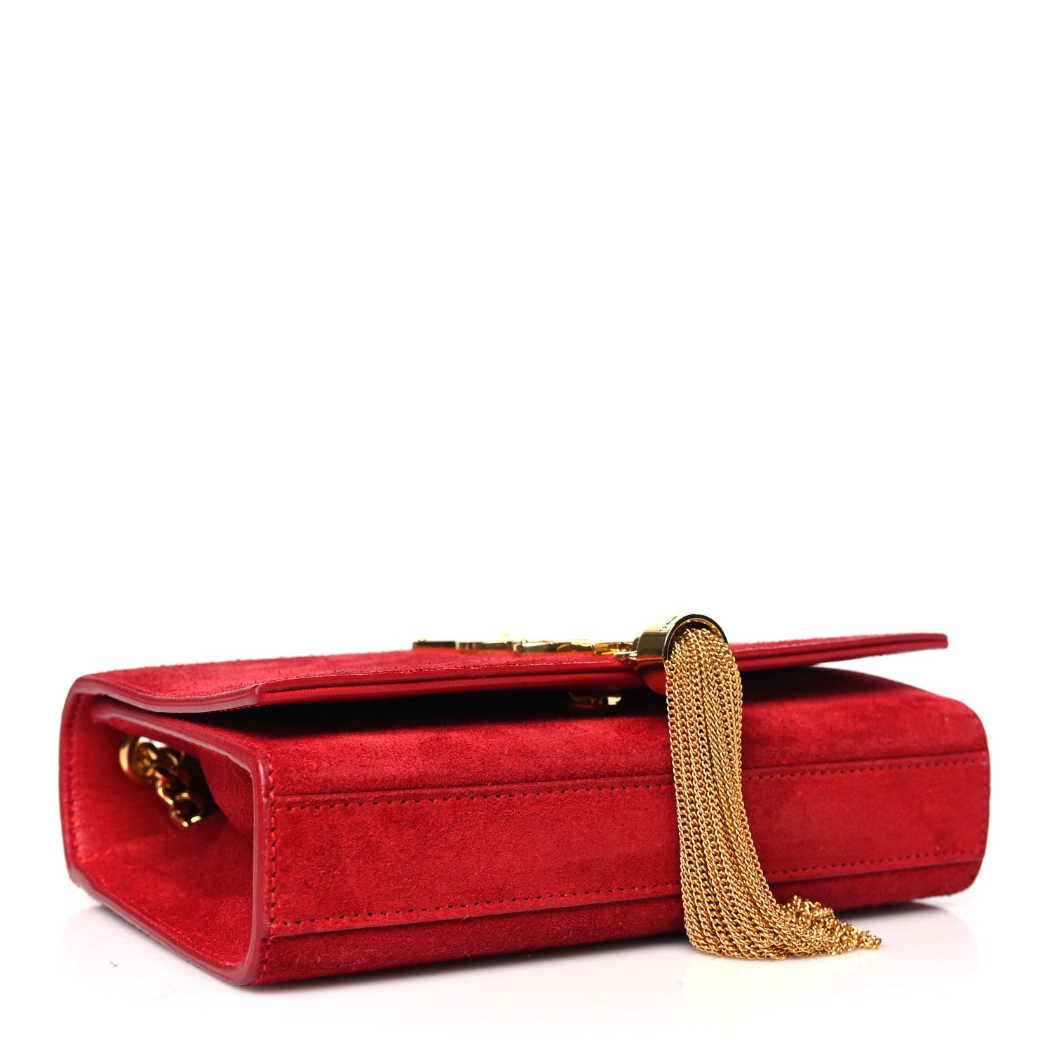 Saint Laurent Suede Small Classic Monogram Kate Tassel Satchel Red 4 of 12