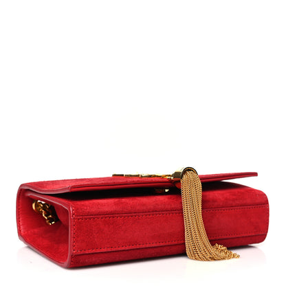 Saint Laurent Suede Small Classic Monogram Kate Tassel Satchel Red 4 of 12