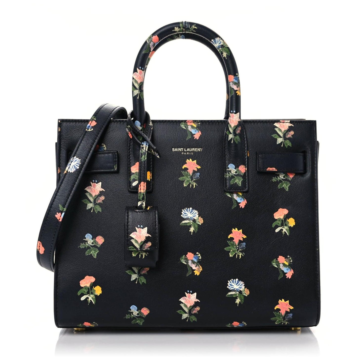 Calfskin Prairie Printed Nano Sac De Jour Black