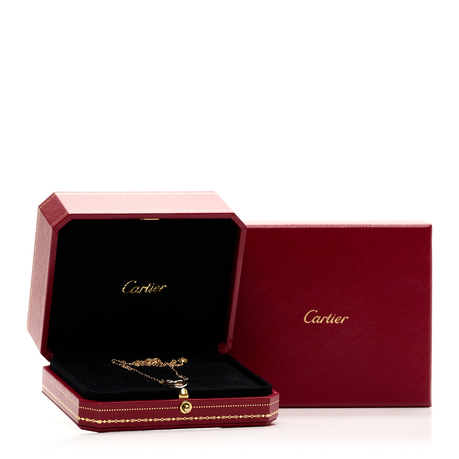 Cartier 18K Pink Yellow White Gold Diamond Trinity Heart Pendant Necklace 5 of 5