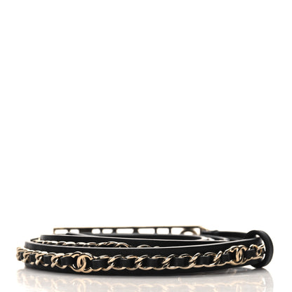Chanel Calfskin Chain Logo Skinny Belt 80 32 Black 2 of 6
