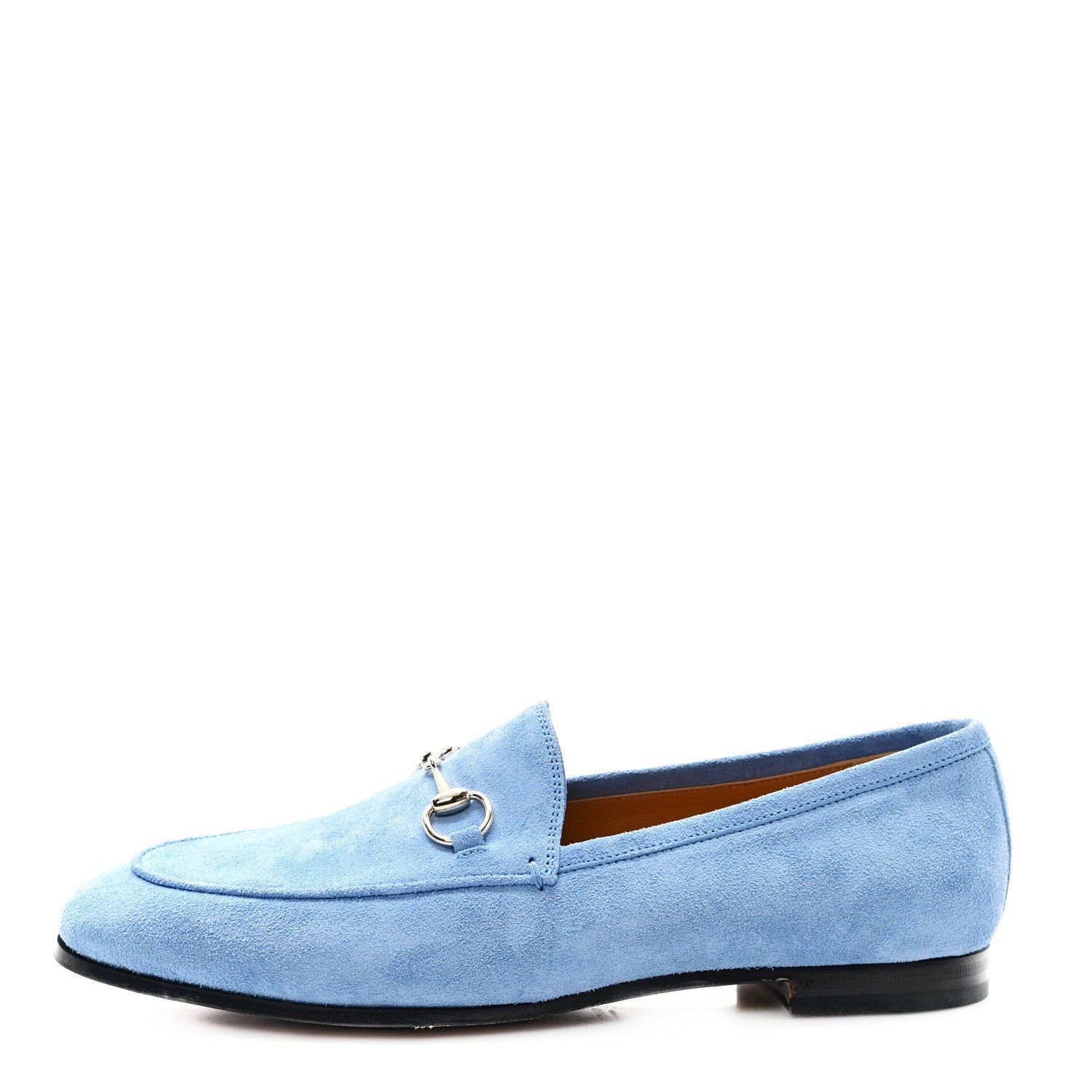 Gucci Suede Horsebit Womens Jordaan Loafers  38.5 Glacial Blue 1 of 10