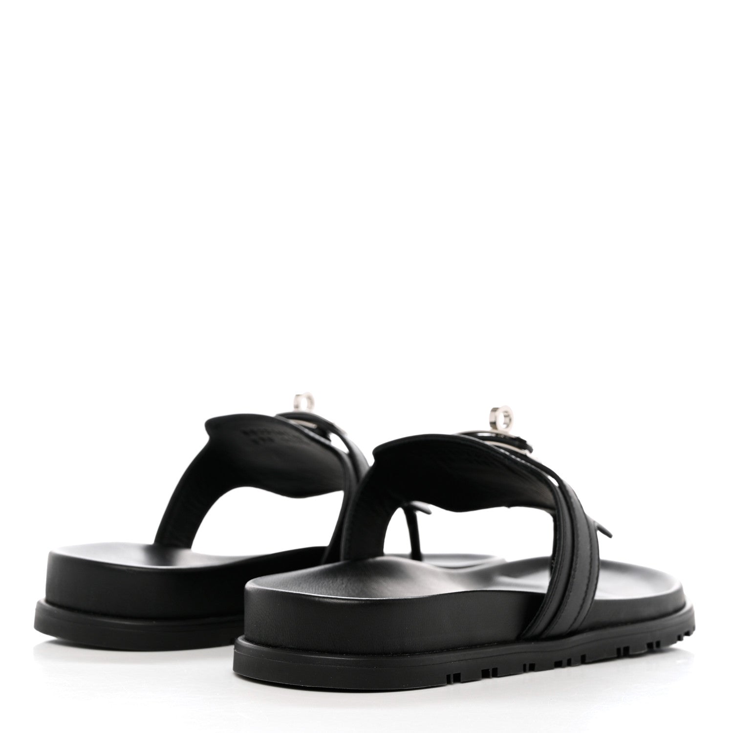 Hermes Calfskin Womens Empire Sandals 37 Black 4 of 9