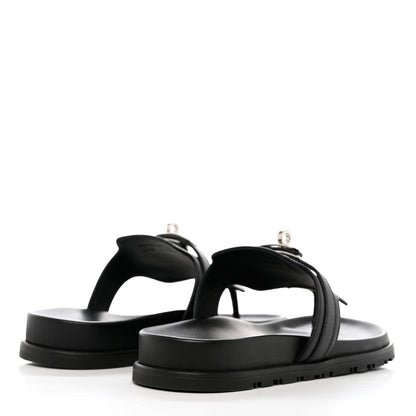Hermes Calfskin Womens Empire Sandals 37 Black 4 of 9