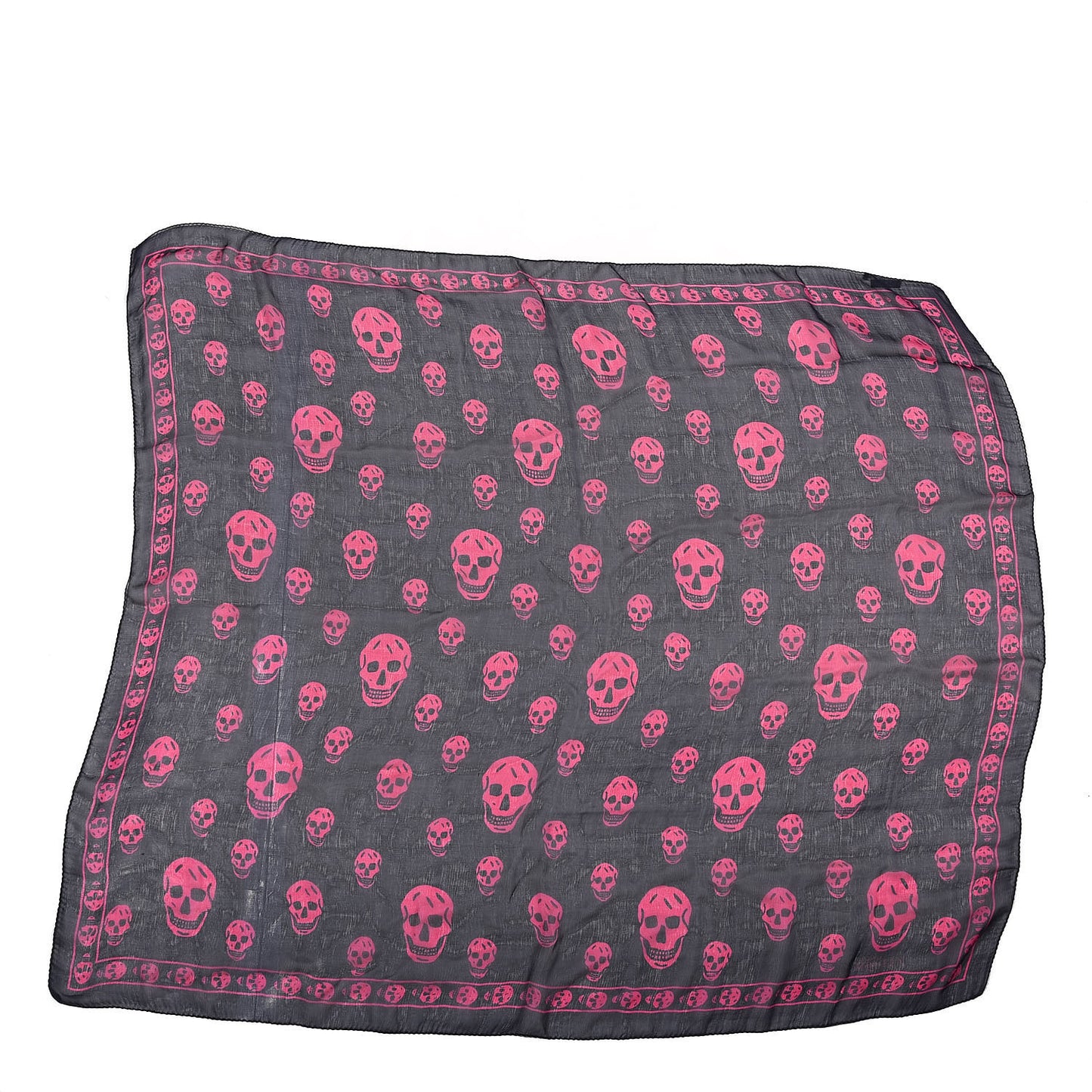 Silk Chiffon Skull Scarf Navy Pink