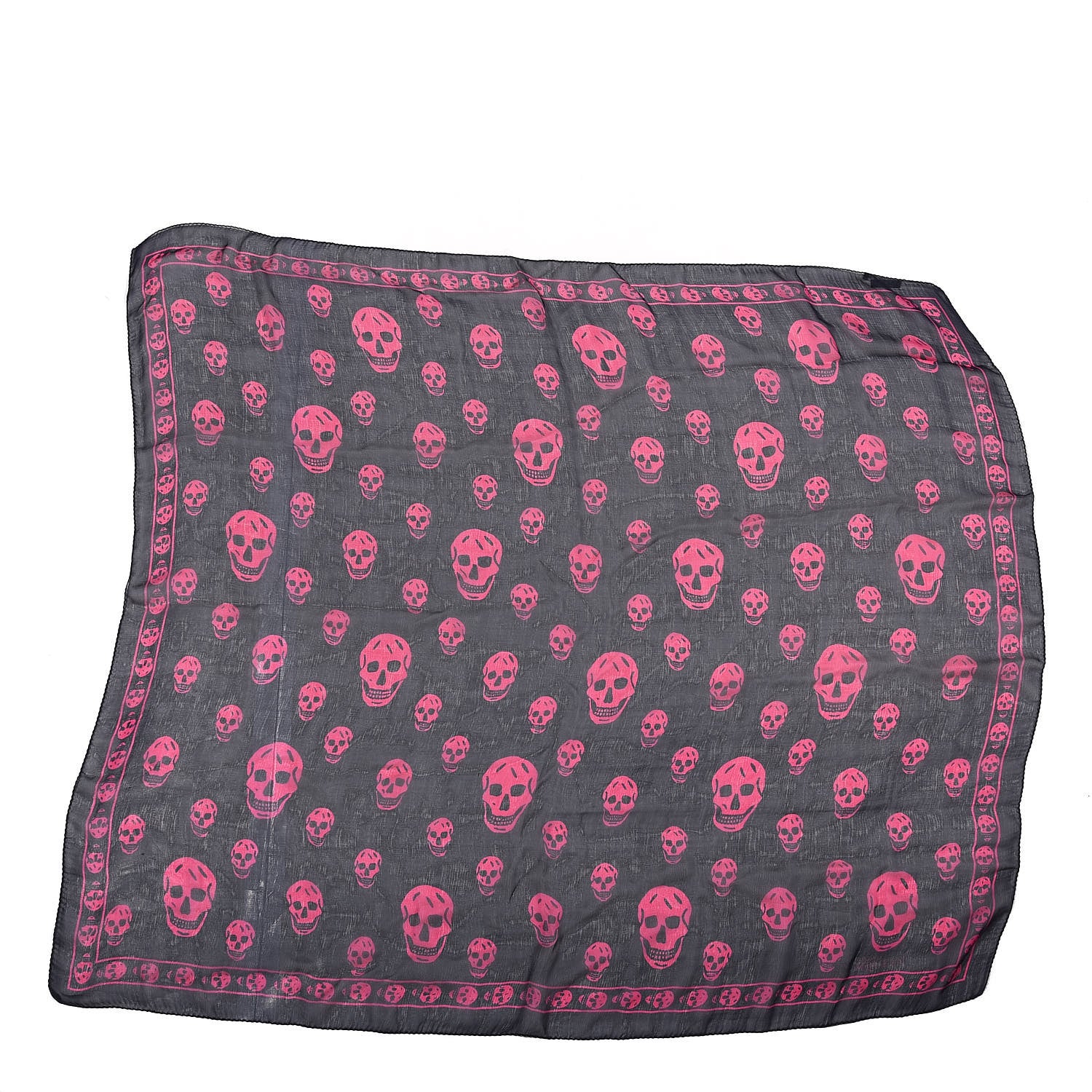 Alexander McQueen Silk Chiffon Skull Scarf Navy Pink 4 of 5