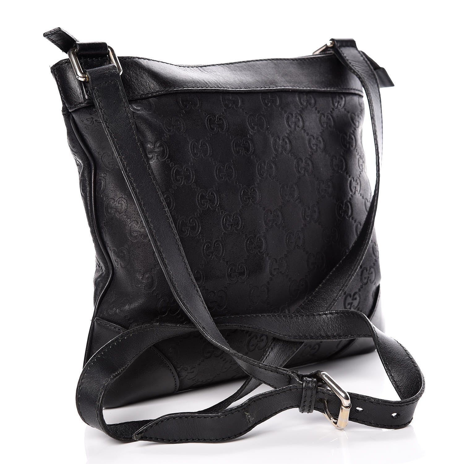 Gucci Guccissima Small Flat Messenger Bag Black 3 of 14