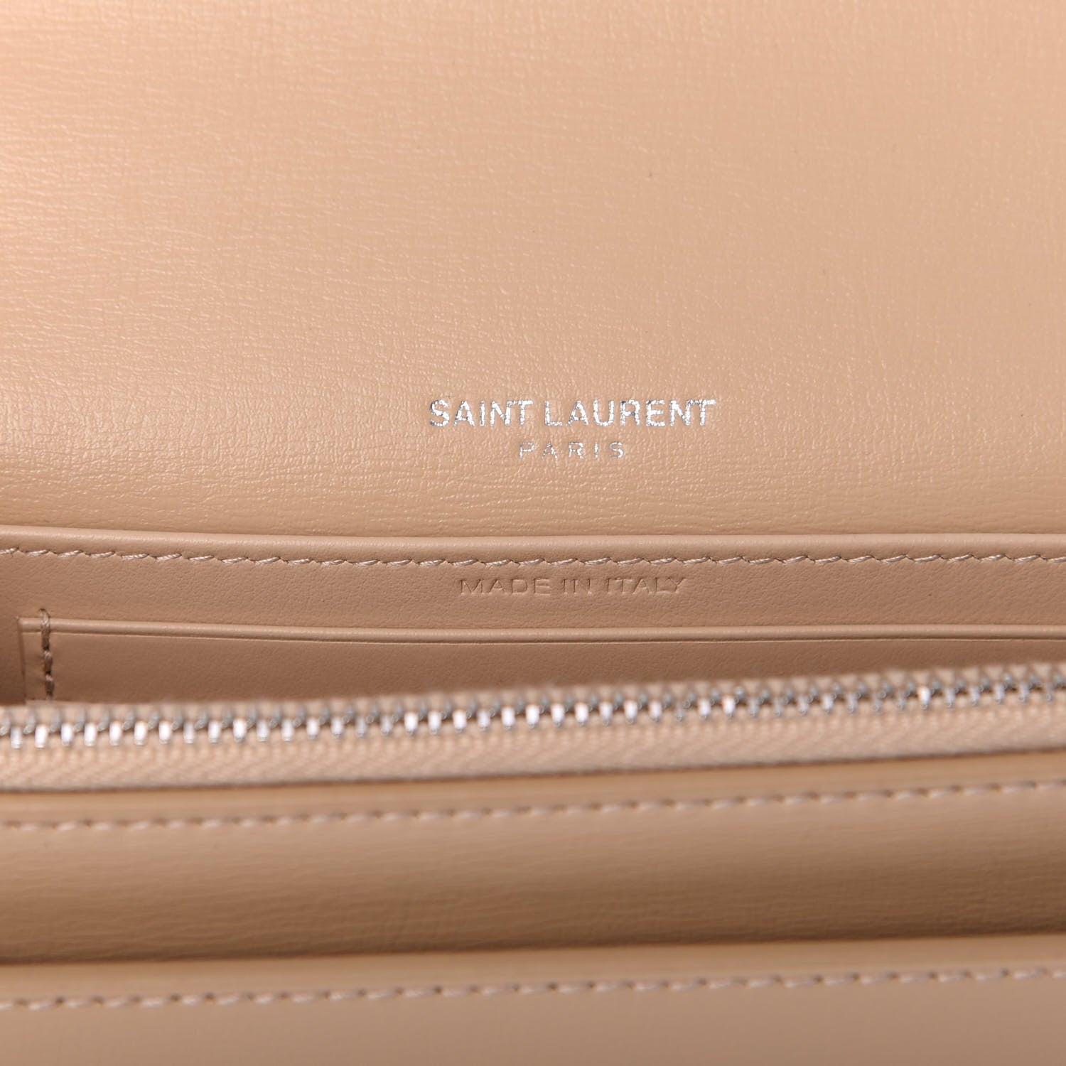 Saint Laurent Calfskin Monogram Sunset Chain Wallet Nude Powder 6 of 9
