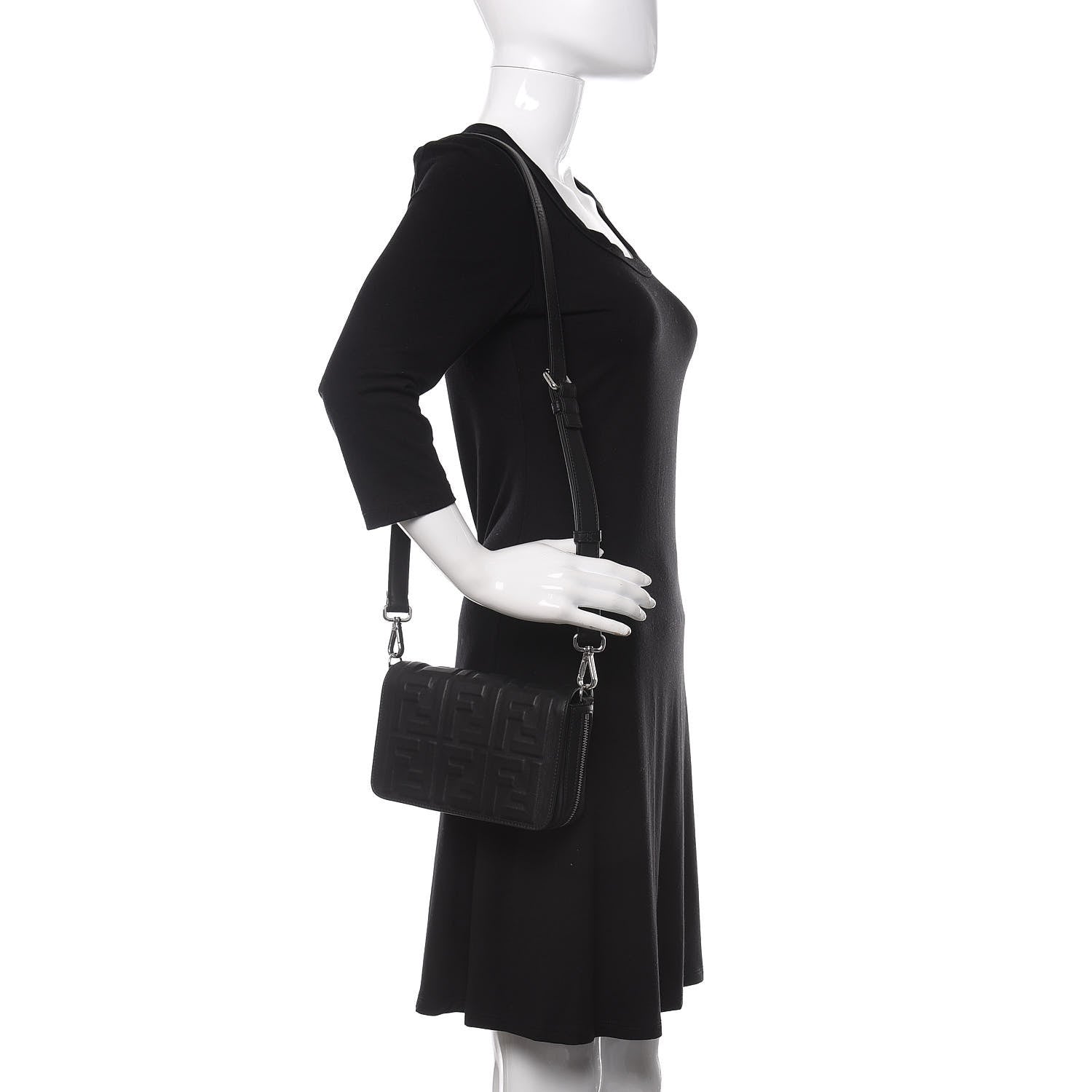 Fendi Nappa FF 1974 Embossed Mini Expandable Flap Bag Black 2 of 10
