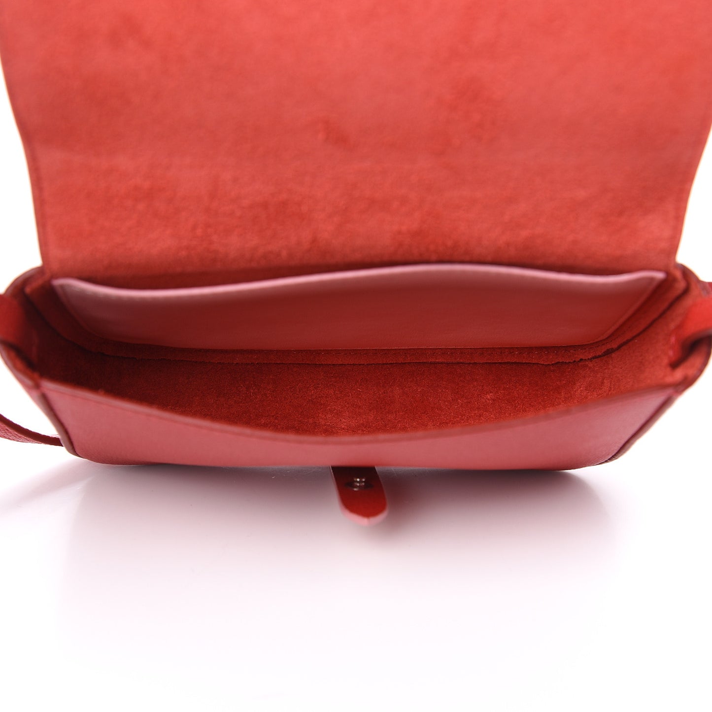 Grained Shiny Calfskin Strap Clutch Scarlet