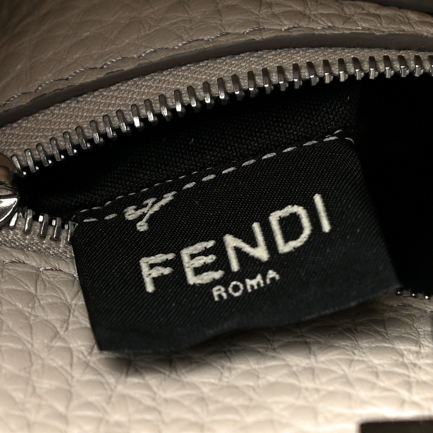 Fendi Cuoio Romano Selleria Bi-Color Mini Peekaboo Iconic Satchel Asfalto Latte 9 of 12