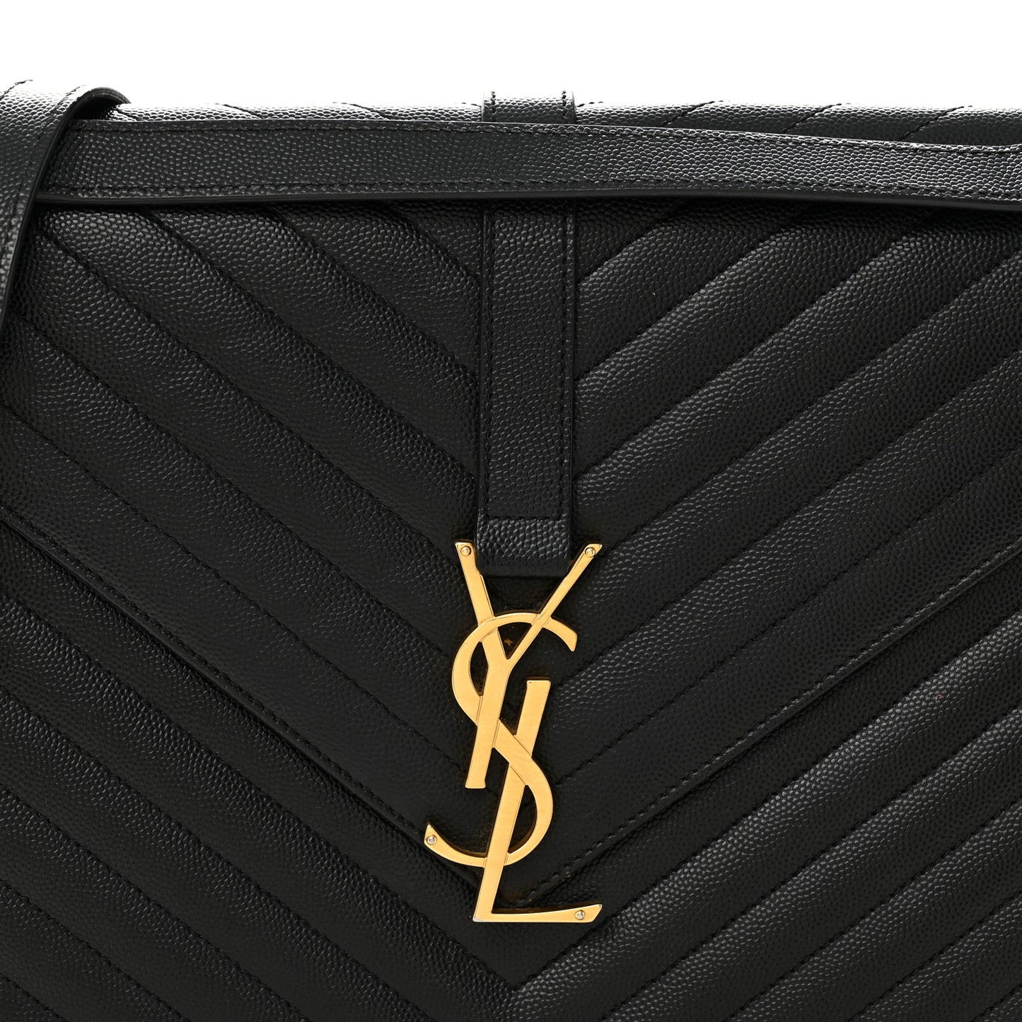 Grain De Poudre Matelasse Chevron Large Monogram Satchel Black