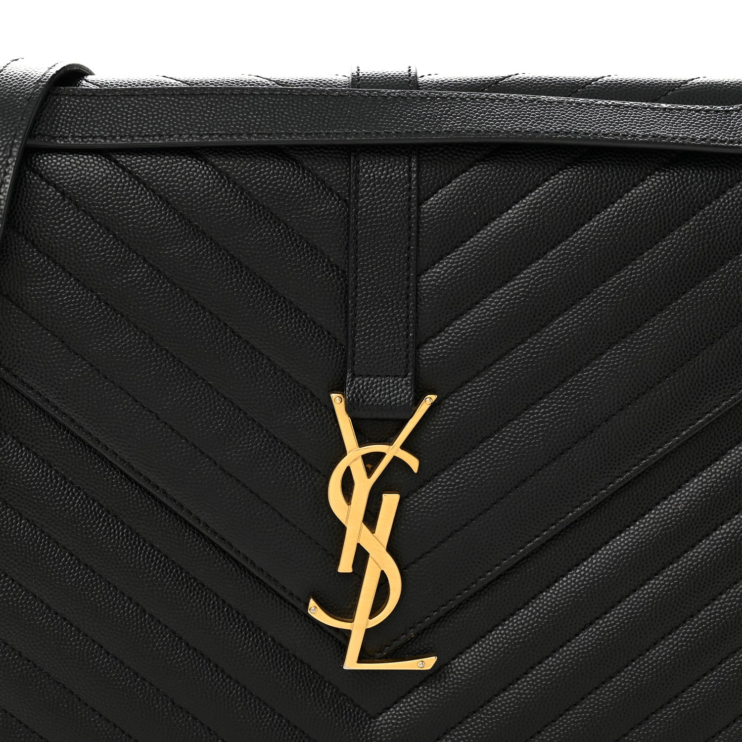 Saint Laurent Grain De Poudre Matelasse Chevron Large Monogram Satchel Black 8 of 11