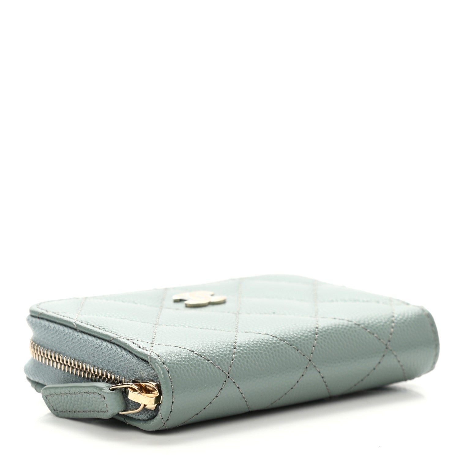 Chanel Caviar Quilted Zip Around Coin Purse Wallet Dark Green 4 of 8