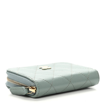 Chanel Caviar Quilted Zip Around Coin Purse Wallet Dark Green 4 of 8