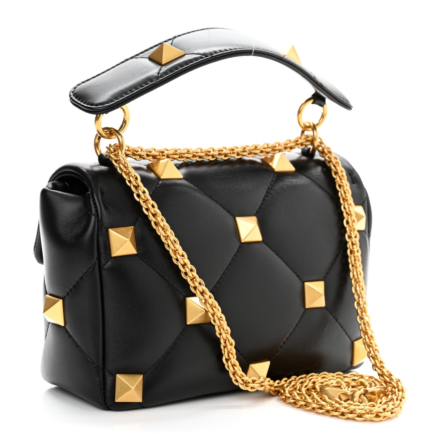 Valentino Garavani Nappa Medium Roman Stud Shoulder Bag Black 3 of 9