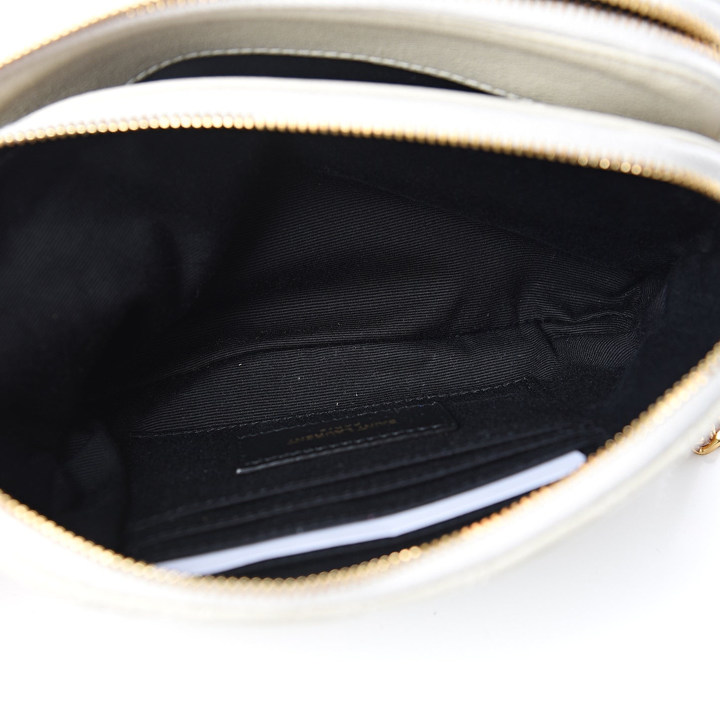 Grained Lambskin Quilted Mini Becky Double Zip Bag Vintage White