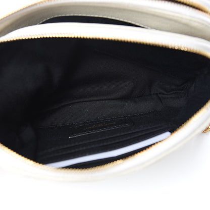 Saint Laurent Grained Lambskin Quilted Mini Becky Double Zip Bag Vintage White 6 of 11