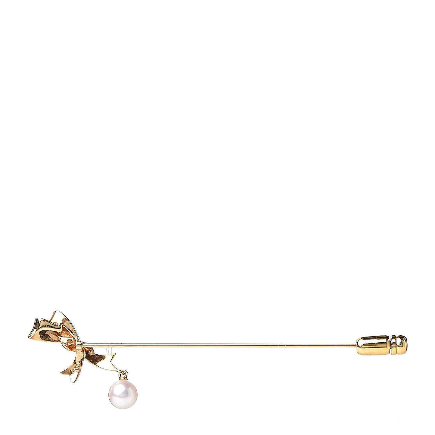 18K Yellow Gold Akoya Pearl 6mm Bow Brooch