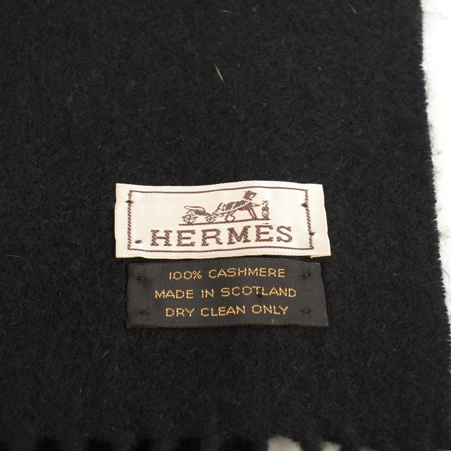 Hermes Cashmere Fringe Stole Black 5 of 5