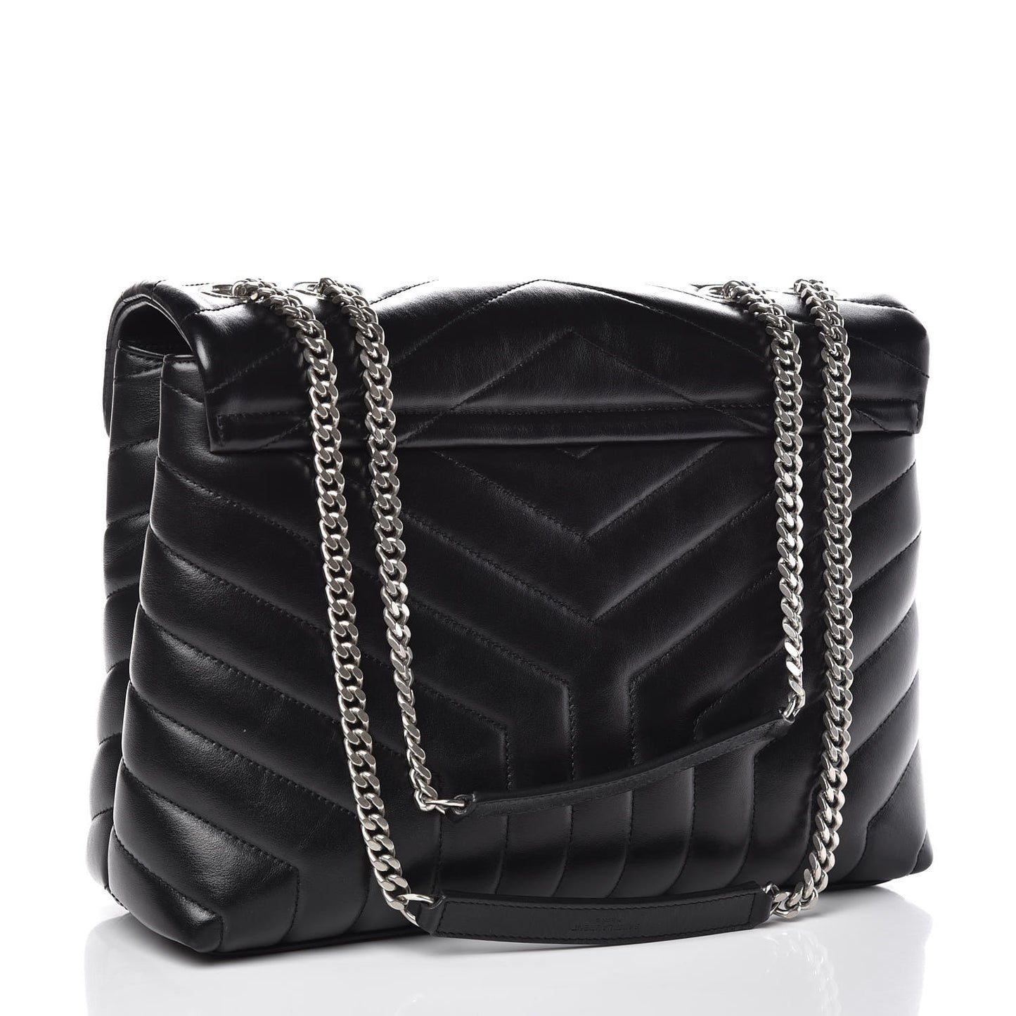 Calfskin Y Quilted Monogram Medium Loulou Chain Satchel Black