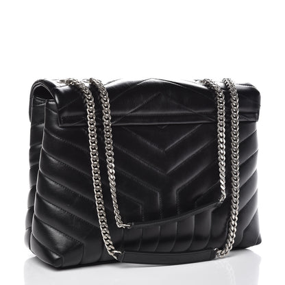 Saint Laurent Calfskin Y Quilted Monogram Medium Loulou Chain Satchel Black 3 of 11