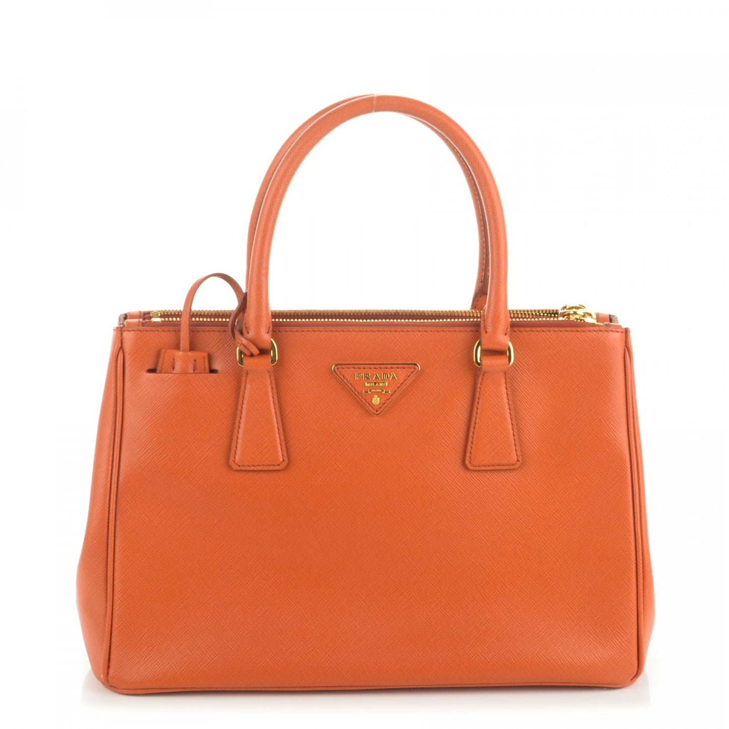 Saffiano Small Galleria Double Zip Tote Papaya
