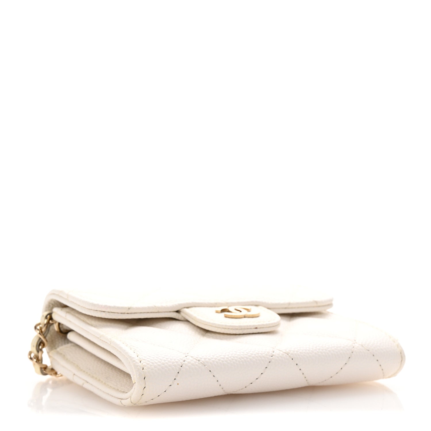 Chanel Caviar Quilted Flap Card Holder On Chain White 4 of 15