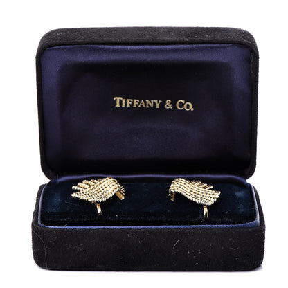Tiffany 18K Yellow Gold Schlumberger V-Rope Clip On Earrings 5 of 5